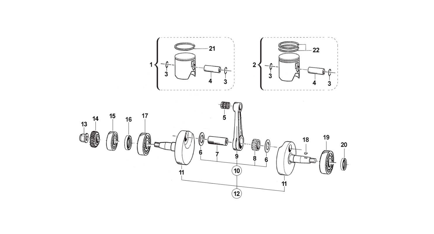 2T 125 EN FROM 2008 TO 2010 - ENGINE - CRANKSHAFT-PISTON